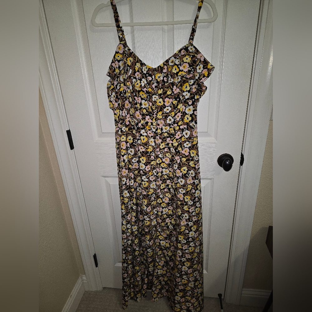 Lily Rose Yellow and White Spaghetti Strap Maxi Sundress
